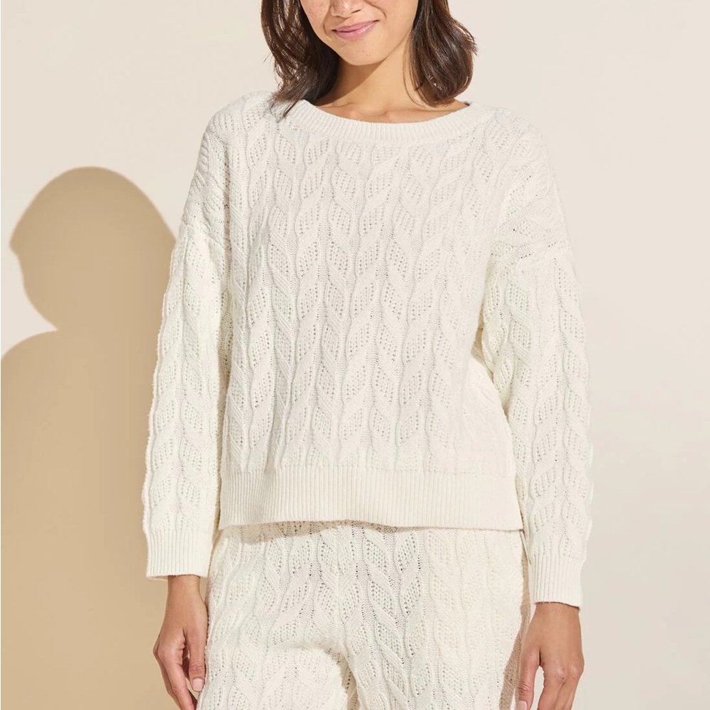 Eberjay Cable Knit Recycled Sweater Crewneck, size XS, unworn, loungewear